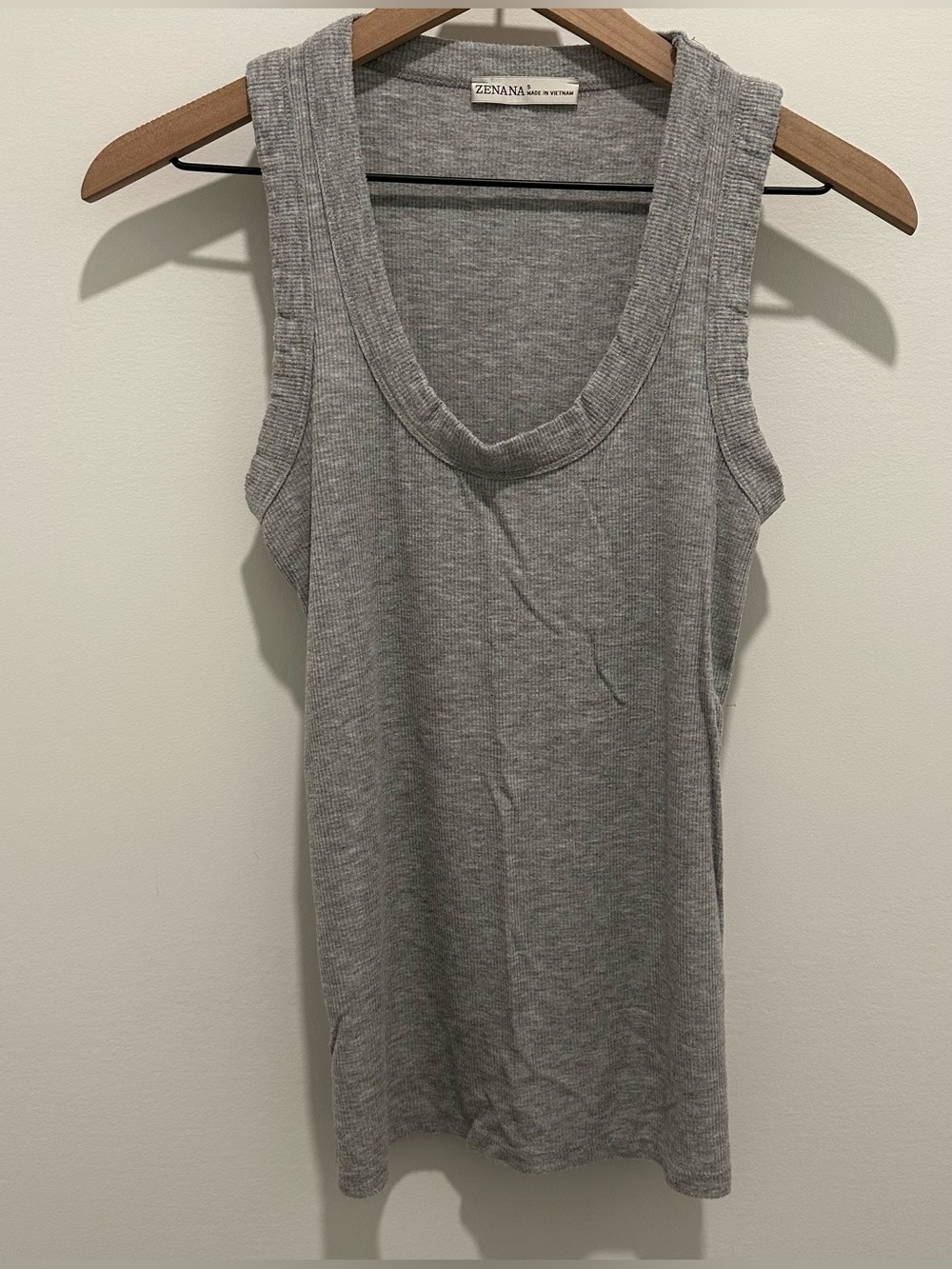 Heather Grey Ribbed Scoop Neck Maternity Tank Top